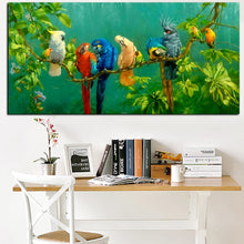 Load image into Gallery viewer, Artistic Parrot Bird on Branches Wood Landscape Oil Painting on Canvas Poster Print
