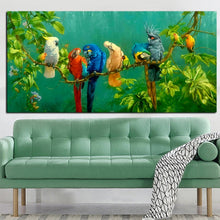 Load image into Gallery viewer, Artistic Parrot Bird on Branches Wood Landscape Oil Painting on Canvas Poster Print
