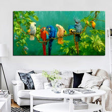 Load image into Gallery viewer, Artistic Parrot Bird on Branches Wood Landscape Oil Painting on Canvas Poster Print
